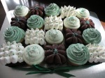 Green White Brown Cupcakes
